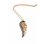 Elmas İsciliginde Zirkon Taşlı Minimal Melek Kanadı Figurlu Gümüş Rose Kolye