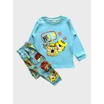 Elmas Kids Erkek Çocuk %100 Pamuklu Mavi Aslan Desenli Uzun Kollu Pijama Takımı - 8 - 9 Yaş