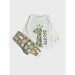 Elmas Kids Kız Çocuk %100 Pamuklu Beyaz Zürafa Desenli Uzun Kollu Pijama Takımı - 3 - 4 Yaş