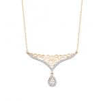 Elmas Montür Altın Kolye Damla 14k Rose Gold