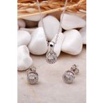 Elmas Montür Rodyumlu Mini Gümüş İkili Set 2364