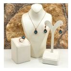 Elmas Montür Rosegold Aquamarin Gümüş Set Takım