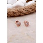 Elmas Montürlü 7 Mm Rose Gümüş Küpe 5798