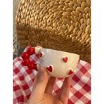 Elmas Seramik Romantik Kalpli 3D Kırmızı Kalpli El Yapımı Fincan - 1 Adet - 180 ml