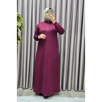 Elmas Tesettür Kadın Giyim Kristal Fermuarlı Elbise - Bordo - 64