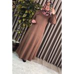 Elmas Tesettür Kadın Tesettür Büyük Beden Giyim Nervür Elbise - Caramel - 5XL