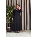Elmas Tesettür Kadın Tesettür Büyük Beden Giyim Nervür Elbise - Siyah - 4XL
