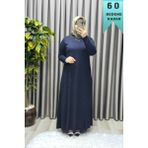 Elmas Tesettür Kadın Tesettür Büyük Beden Giyim Yakası Taşlı Anne Elbise - Lacivert - 2XL