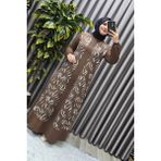 Elmas Tesettür Kadın Tesettür Giyim Büyük Beden Çakma Yelek Elbise - Caramel - 2XL