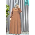 Elmas Tesettür Kadın Tesettür Giyim Büyük Beden Çimalı Elbise - Kahve - 4XL