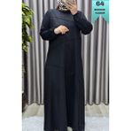 Elmas Tesettür Kadın Tesettür Giyim Büyük Beden Çimalı Elbise - Siyah - 4XL