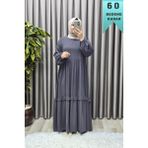 Elmas Tesettür Kadın Tesettür Giyim Büyük Beden Endonezya Krebi Fırfırlı Elbise - Gri - 58