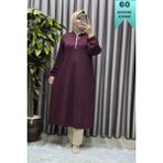 Elmas Tesettür Kadın Tesettür Giyim Büyük Beden Fermuarlı Jumbo Uzun Tunik - Bordo - 4XL