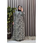Elmas Tesettür Kadın Tesettür Giyim Büyük Beden Zebra Desen Elbise - Lacivert - XL