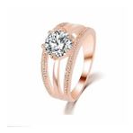 ELMAS ZİRKON ROSE GOLD KAPLAMA ANELLİ ÇİÇEK YÜZÜK 8 (48mm)