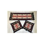 ELMASS 3'lü Oto Koltuk Kilim Seti (LACİVERT-BEJ)