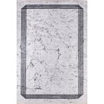 Elmet Gri Çerçeveli Modern Geometrik Etnik Desenli Boho Makinada Yıkanabilir Hafif Hav Toz Vermez Leke Tutmaz Kaymaz Taban Dijital Makine Baskı Halı Oturma Odası Salon Yolluk Koridor Mutfak Halısı