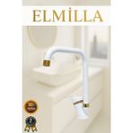 ELMİLLA Beyaz Gold Mix Köşe Evye Bataryası Musluğu