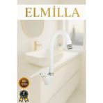 ELMİLLA Beyaz Krom Mix Baston Evye Bataryası Musluğu