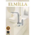 Elmilla Krom Kare Borulu Lavabo Bataryası Musluğu