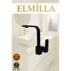 Elmilla Siyah Kare Borulu Lavabo Bataryası Musluğu