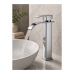 ELMİNA ARMATUR Krom Şelale Lavabo Bataryası Uzun Çanak Lavabo Musluğu Modern Çift Su Girişli Banyo Armatürü Paslanmaz Faucet