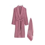 Elmira Textile Erkek/Kadın Havlulu Banyo Bornozu Pamuklu Bay Bayan Bornoz S/M Mürdüm