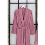 Elmira Textile Şalyaka Kadın Erkek Pamuklu Havlulu Banyo Bornoz Takımı S/M Mürdüm