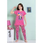 Elmkp Fuşya Ayıcık Desen Kız Çocuk Pijama Takımı 3-10 Yaş 4102 - Desenli - 7 - 8 Yaş