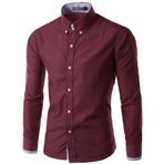 Elonglin Slim Fit Burgundy Bordo Uzun Kollu Erkek Gömlek