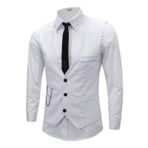 Elonglin Slim Fit Düğün Günlük Beyaz Takım Elbise Erkek Yeleği