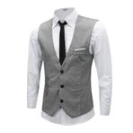 Elonglin Slim Fit Düğün Günlük Gri Takım Elbise Erkek Yeleği