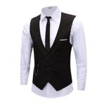 Elonglin Slim Fit Düğün Günlük Siyah Takım Elbise Erkek Yeleği
