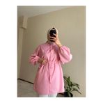 ELORİA H.A.Y Hakim Yaka Dantel Detaylı Tesettür Gömlek- PEMBE