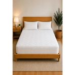 Elovias Sıvı Geçirmez Yatak Koruyucu Seti | 1 Adet Kapitone Elyaf Dolgulu Fitted Yatak Alezi + 2 Adet Honeycomb Desenli Yastık Alezi | Tek-Çift Kişilik - Beyaz - 100 x 200 cm