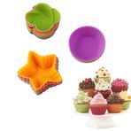 ELPHNUTSEY Muffin Kupası Kek Silikon Kalıp Yıldız Gül Tart Pirinç Kek Puding Pişirme Kalıpları Mini Cupcake Gömlekleri, Pasta ve Tatlı Bardakları
