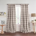 Elrene Home Fashions Farmhouse Living Grainger Buffalo-Check karartma perdesi, oturma odası ve yatak odası için, çubuk cepli perde, 132,1 x 213,4 cm, gri, 1 perde