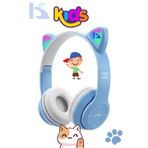 ELROND Açık Mavi Renk Vilya Kedi Kulağı Detaylı Uyumlu Bluetooth Kablosuz Kulaklık Çocuk Oyuncu Aux Kablo