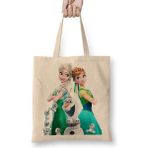 Elsa Anna Frozen Fever Olaf Bez Çanta Uzun Saplı - Açık Bej - 40 X 40