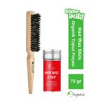 ELSA Professional Hair Wax Stick 75gr - Saç Sabitleyici ve 131 Organik Topuz Fırçası 2'li Set