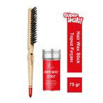 ELSA Professional Hair Wax Stick 75gr - Saç Sabitleyici ve Topuz Fırçası 2'li Set