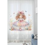 Else Dekor Minik Prenses Desenli Kız Çocuk Odası Tül Perde 140x260cm