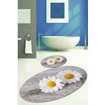 Else Halı Else Kadser Sarı Papatyalar Oval Banyo Paspas Seti Klozet Takımı