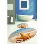 Else Halı Kadser Deniz Yıldızı 3d Oval Banyo Paspas Seti Klozet Takımı