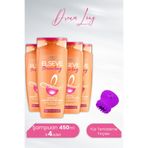 Elseve Dream Long 4x450 ml Onarıcı Şampuan + Lionesse Mor Yüz Temizleme Fırçası