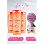 Elseve Dream Long Onarıcı Şampuan 360 ml X 3 Parça Mor Renkli Saç Fırçası ile Birlikte - 1