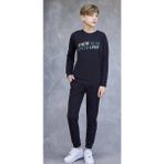 Elsima 3171 Erkek Çocuk Uzun Kollu Pijama Takımı - Siyah - 9 Yaş