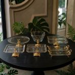 Elta Collection 8 Parça Ayaklı ve Kulplu Masa Sunum Tabağı Seti Gold&gümüş - Altın
