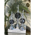 Elta Collection Büyük Boy Gümüş 3 Lü Dekoratif Alem Renkli Dekorlu Kristal Top Küre & Obje Aksesuar