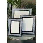 Elta Collection Lüks Gümüş Taşlı Cam Fotoğraf Çerçevesi 3’lü Set (10x15 – 13x18 – 20x25 cm)